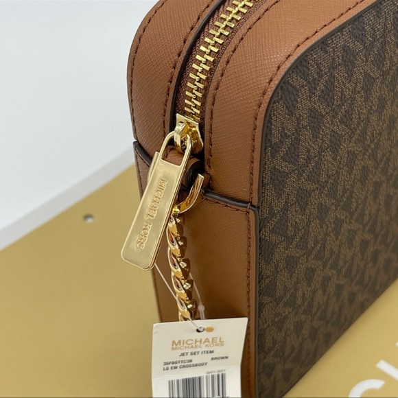 Michael Kors EW Crossbody Bag & Large Flat Mf Phone Case Wallet Leather Brown - Picture 3 of 13